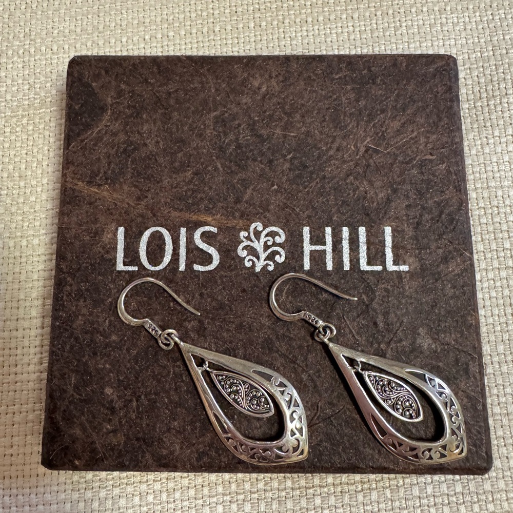Lois Hill Teardrop Earrings, 925 silver, oxidized, filigree, granulated - Picture 3 of 9